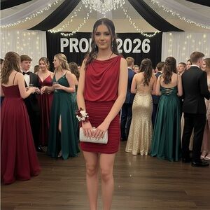 Max Studio Red Sleeveless Prom Dress